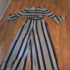 Navy blue and white pants jumpsuit